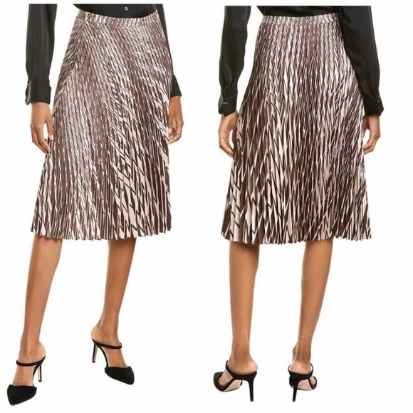 Trina Turk Bancroft Pleated Midi Length Skirt Size 4 Tan Brown - Picture 4 of 11